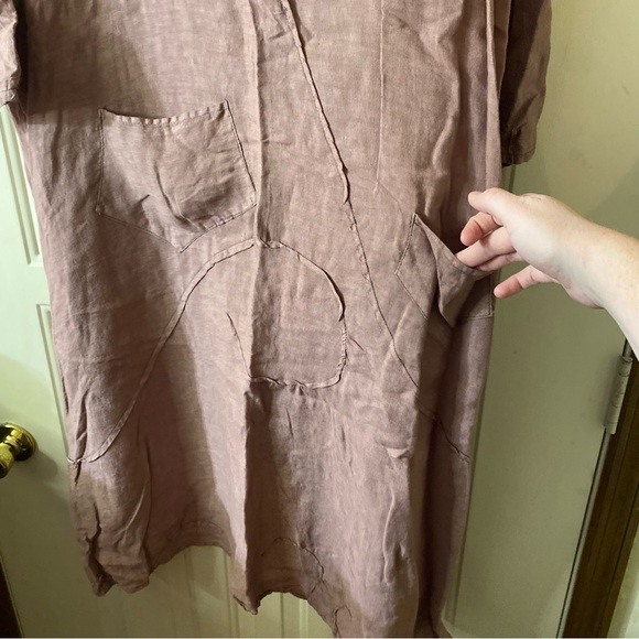 Cynthia Ashby Lagenlook Long Sleeve Linen Dress Dusty Pink Size Large - Picture 10 of 12